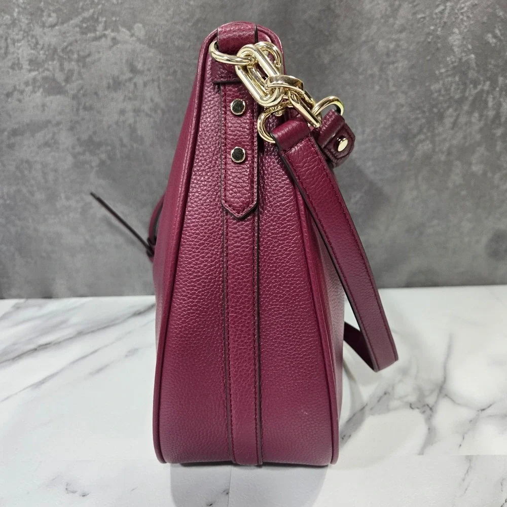 Kate Spade Mulberry Street Vivian Leather Hobo Bag Burgundy Shoulder Crossbody